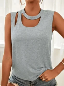 Crew Neck Plain Casual Tank Top