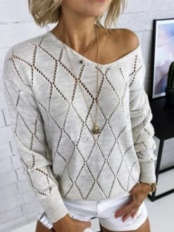 Regular Fit Casual V Neck Sweater