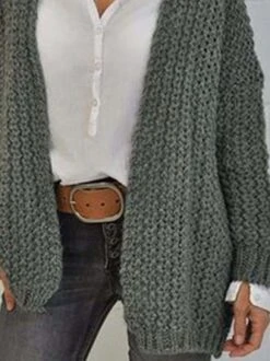 Long Sleeve V Neck Plain Sweater Coat -Zolucky Sales Store 69477aac918e580c912cf7dc3b255657