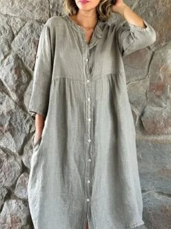 Cotton Casual Loose Plain Dress -Zolucky Sales Store 6a34e2c9d0038ae34586821776ebe4c1