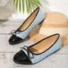 Casual Bow Decor Color Block Quilted Ballet Flats