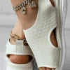 Summer Mesh Fabric Plain Vacation Sandal