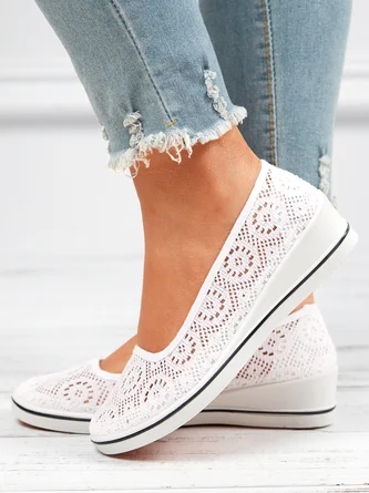 Comfortable Non-slip Hollow Lace Breathable Wedge Shoes 1 Comfortable Non-slip Hollow Lace Breathable Wedge Shoes