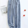 Fluff/Granular Fleece Fabric Casual Loose Casual Pants