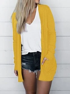 Jersey Loose Pocket Stitching Plain H-Line Casual Long Sleeve Kimono -Zolucky Sales Store 6b9d8a13aabb7c270aa34ca02fd7a4e0