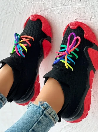 Color Block All Season Mesh Fabric Casual Flyknit Sneakers 16 Color Block All Season Mesh Fabric Casual Flyknit Sneakers - Image 16