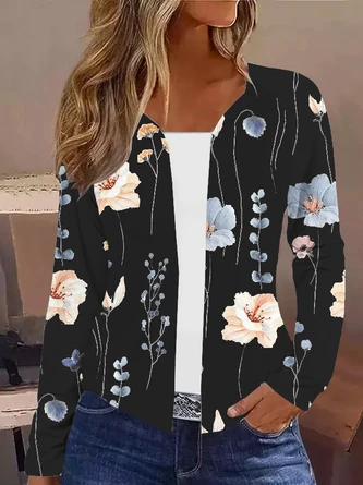 Floral Printed Casual Loose H-Line Long Sleeve Kimono 3 Floral Printed Casual Loose H-Line Long Sleeve Kimono - Image 3