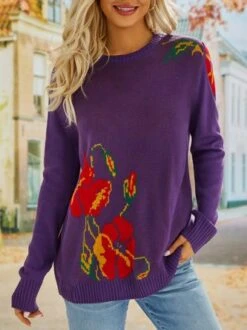 Floral Long Sleeve Sweater -Zolucky Sales Store 6d768af8d4d085ed7834058960c715f8