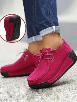 Wedge Heel Faux Suede All Season Casual Shoes