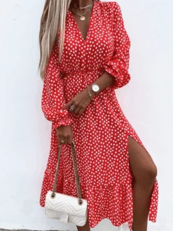 V Neck Loose Casual Disty Floral Dress