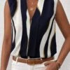 Abstract Stripes V Neck Printing Tank Top