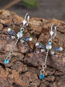 Vintage Dragonfly Multicolor Rhinestone Drop Earrings -Zolucky Sales Store 6eb1b83594dc3f625313d025f241fbab