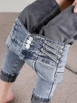 Fleece Plain Casual Denim Jeans -Zolucky Sales Store 6effdd6ac74a75771d24b3f38871dfab