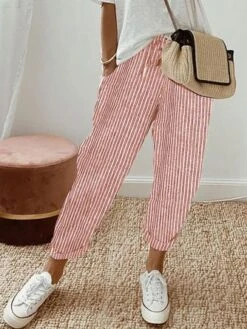 Striped Casual Loose Cotton Pants -Zolucky Sales Store 6f9dea14b3e429547b6c047bda066e2a