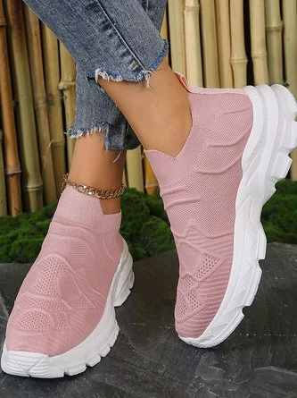 All Season Plain Sports Mesh Fabric Flyknit Sneakers 3 All Season Plain Sports Mesh Fabric Flyknit Sneakers - Image 3