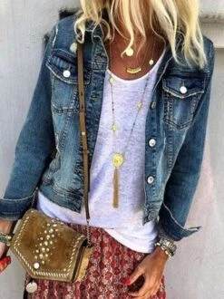Blue Long Sleeve Denim Jacket