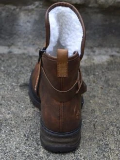 Brown Pu Leather Non-Slip Low Heel Warmth Zipper Boots -Zolucky Sales Store 7 1599544363363