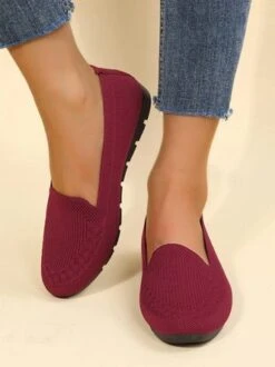Women Casual Ribbed Fly-knit Fabric Slip On Shoes -Zolucky Sales Store 7026b29f8dda1ed540436d4631ae8183