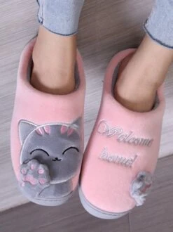 Casual Cartoon Cat Letters Embroidery Warmth Fluffy Slippers 23 Casual Cartoon Cat Letters Embroidery Warmth Fluffy Slippers -Zolucky Sales Store 7048df76774bdef2c3719e476c574dfa