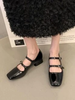 Women Minimalist Square Toe Low Heel Mary Jane Shoes -Zolucky Sales Store 708cb4b6ce62787c89f668b0ae32b521