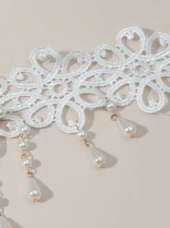 Elegant Floral Imitation Pearl Fringe Lace Choker Necklace Jewelry -Zolucky Sales Store 70b0a3047fd2bcbb617e84c51ef3d9fd