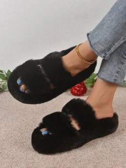Casual Color Block Double Strap Fluffy Slippers 37 Casual Color Block Double Strap Fluffy Slippers -Zolucky Sales Store 710a951ff93fd58c4043eac2578c5fb8