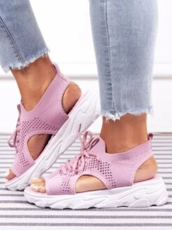 Breathable Hollow Out Lace Up Front Slip On Sports Sandals -Zolucky Sales Store 7149ea8dc8c70b42cb887d49f3ebdc46