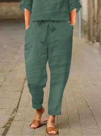 Casual Plain Top With Pants Two-Piece Set 3 Casual Plain Top With Pants Two-Piece Set - Image 3