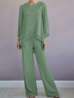 Casual Crew Neck Two-Piece Set