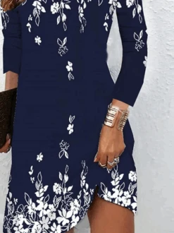 Plus Size Crew Neck Casual Floral Dress -Zolucky Sales Store 71b787fffbab6707776957009f648c87