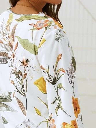 Floral Printed Casual V Neck Blouse 2 Floral Printed Casual V Neck Blouse - Image 2