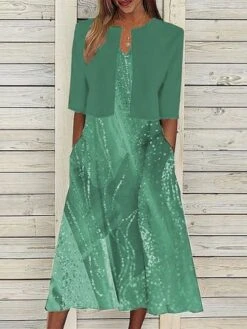 Crew Neck Casual Gradient Pattern Two-Piece Set -Zolucky Sales Store 72b310b27a0ce74972452bac39062614