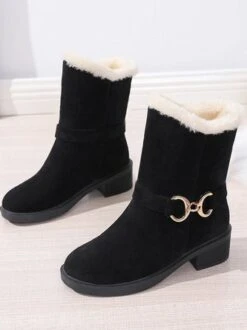 Faux Suede Plain Winter Thick Bottom Cotton-Padded Boots -Zolucky Sales Store 72b57d2007f9409852f1f6bec0857718