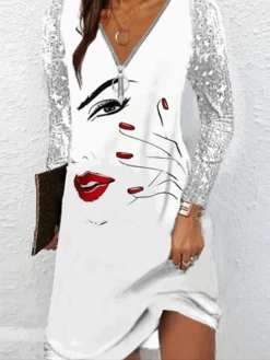 Party Abstract Glitter V Neck Dress -Zolucky Sales Store 7370fea65698c4abecc63f11c5e7f4aa