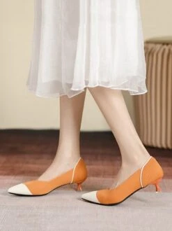 Women Minimalist Color-block Breathable Mesh Fabric Kitten Heel Pumps -Zolucky Sales Store 73bc6e3e9d90d23c7eb7514550cec459