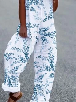 Casual Leaf Autumn Square Neck Daily Loose Best Sell Cami H-Line Jumpsuit & Romper For Women -Zolucky Sales Store 73dae7e7a832dd47f5bb0a32db79772c