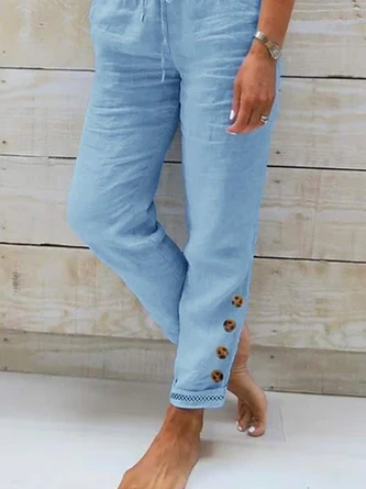 Cotton Casual Loose Buttoned Pants 3 Cotton Casual Loose Buttoned Pants - Image 3