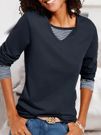 Striped Loose Crew Neck Sweatshirt 2 Striped Loose Crew Neck Sweatshirt - Image 2