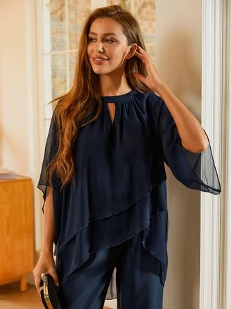 Plain Elegant Crew Neck Loose Urban Two-Piece Set 6 Plain Elegant Crew Neck Loose Urban Two-Piece Set - Image 6