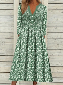 Casual Loose Pocket Stitching Dress