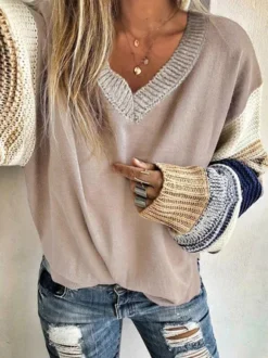 Casual Spring V Neck Mid-weight High Elasticity Sports Casual Long Sleeve Sweater For Women -Zolucky Sales Store 750543ac18f3e9e6ccd1951d8a7d64e1