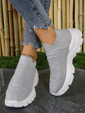 All Season Plain Sports Mesh Fabric Flyknit Sneakers 6 All Season Plain Sports Mesh Fabric Flyknit Sneakers - Image 6