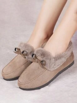 Winter Casual Non-Slip Furry Lined Flat Peas Shoes -Zolucky Sales Store 75539026666746aeed6713870a62ffb3