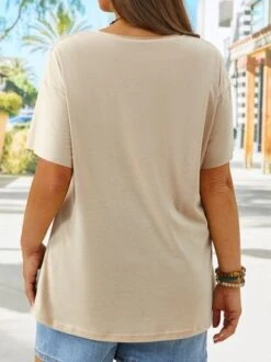 Plus Size Casual Short Sleeve Round Neck Printed Top T-Shirt -Zolucky Sales Store 760ed876d7933dce22ae732d6349011c