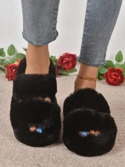 Casual Color Block Double Strap Fluffy Slippers 34 Casual Color Block Double Strap Fluffy Slippers -Zolucky Sales Store 768646de2af907bca29568d5221bc55c