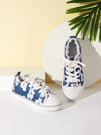 Women's Lily Graphic Print Denim Lace-Up Sneakers 2 Women's Lily Graphic Print Denim Lace-Up Sneakers - Image 2
