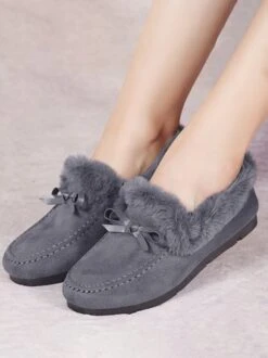 Winter Casual Non-Slip Furry Lined Flat Peas Shoes -Zolucky Sales Store 76e0cf1580eb3cfdb7adb5bd82c6271b