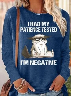 Womens I Had My Patience Tested I'm Negative Cat Funny Sarcasm Top -Zolucky Sales Store 78edb971eb608eddd7ca1b95fb0f6481