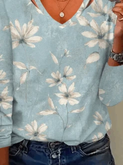 Plus Size Floral V Neck Casual T-Shirt 5 Plus Size Floral V Neck Casual T-Shirt -Zolucky Sales Store 790026228ee597f563bbacd92def93b6