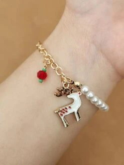 Christmas Cartoon Snowflake Santa Claus Imitation Pearls Bracelets 16 Christmas Cartoon Snowflake Santa Claus Imitation Pearls Bracelets -Zolucky Sales Store 7a17b07d5ca318ea4f081fe9184355d3